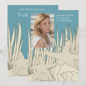 Moderne uitnodiging van Beach Photo Graduation Par (Voorkant / Achterkant)