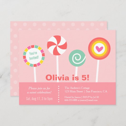 Moderne uitnodiging van de Birthday Party van het  (Voorkant / Achterkant)