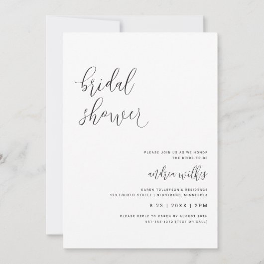 Moderne Uitnodiging van de Bridal met QR-code (Voorkant)