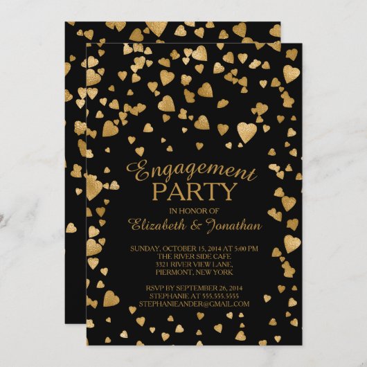 Moderne uitnodiging van de Confetti-partij voor ha (Voorkant / Achterkant)