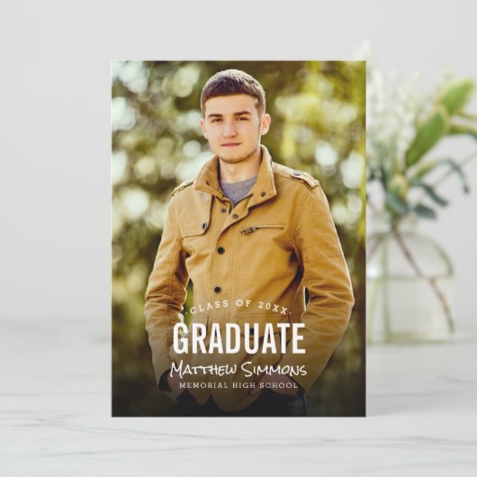 Moderne uitnodiging van de GraduPartij van de Bekl (Staand voorkant)