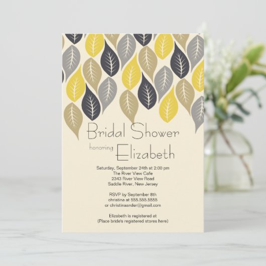 Moderne uitnodiging van de Herfst van Leaf Bridal (Staand voorkant)