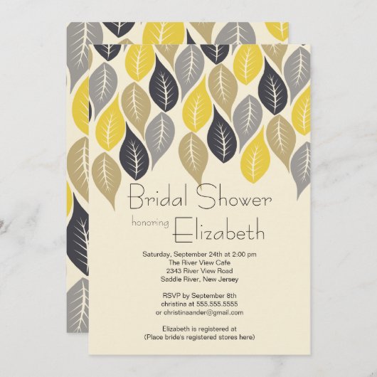 Moderne uitnodiging van de Herfst van Leaf Bridal (Voorkant / Achterkant)