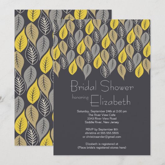 Moderne uitnodiging van de Herfst van Leaf Bridal (Voorkant / Achterkant)