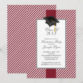 Moderne uitnodiging van de Maroon Stripe Gradupe P (Voorkant / Achterkant)
