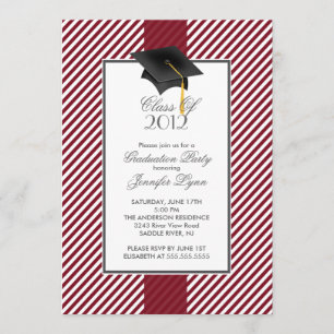 Moderne uitnodiging van de Maroon Stripe Gradupe P