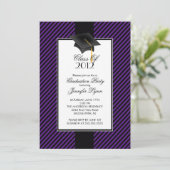 Moderne uitnodiging van de Paarse Stripe Gradupe P (Staand voorkant)