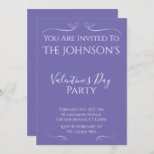 Moderne uitnodiging van de Paarse Valentijnsdag (Voorkant / Achterkant)