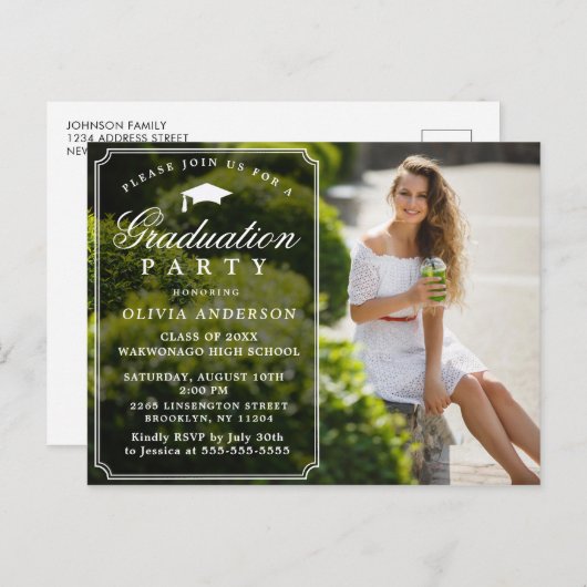 Moderne Uitnodiging van de Partij van de Graduatie (Voorkant / Achterkant)