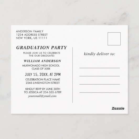 Moderne Uitnodiging van de Partij van de Graduatie (Achterkant)