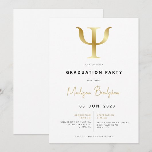 Moderne uitnodiging van de Partij voor Psychologie (Voorkant / Achterkant)