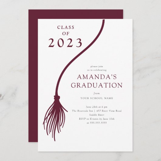 Moderne uitnodiging van de Tassel Graduation Party (Voorkant / Achterkant)