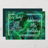 Moderne uitnodiging van de Tropische Partij - Neon (Voorkant / Achterkant)