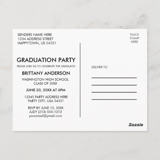 Moderne uitnodiging van fotograaf B (Achterkant)