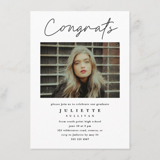 Moderne Uitnodiging van het Afstuderen van de Foto (Achterkant)