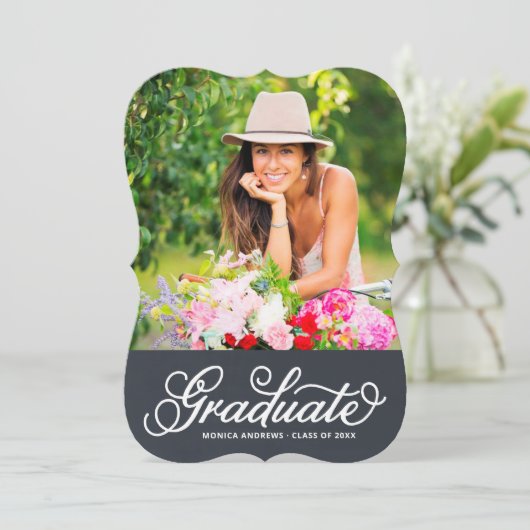 Moderne Uitnodiging van het Afstuderen van de Foto (Staand voorkant)