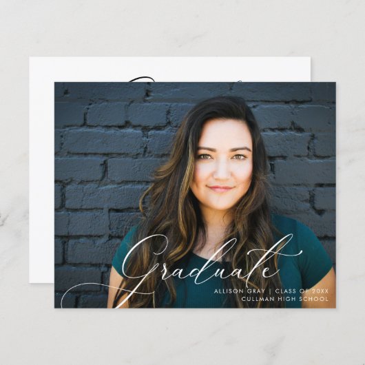 Moderne Uitnodiging van het Afstuderen van de Foto (Voorkant / Achterkant)