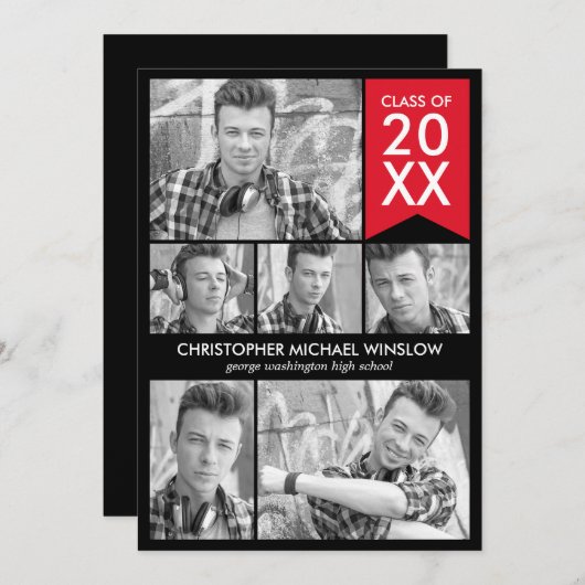 Moderne uitnodiging van het Afstuderen van de vlag (Voorkant / Achterkant)