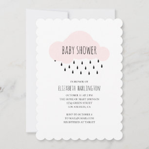 Moderne uitnodiging van het baby shower. Roze wolk