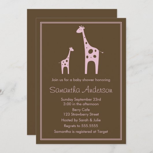 Moderne uitnodiging van het Baby shower van de Gir (Voorkant / Achterkant)