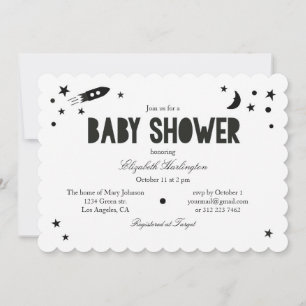 Moderne uitnodiging van het baby shower. Zwart-wit