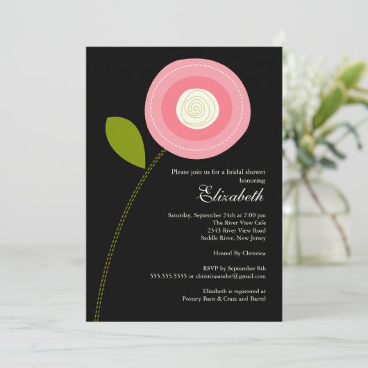 Moderne uitnodiging van het blote bloem Bridal (Staand voorkant)