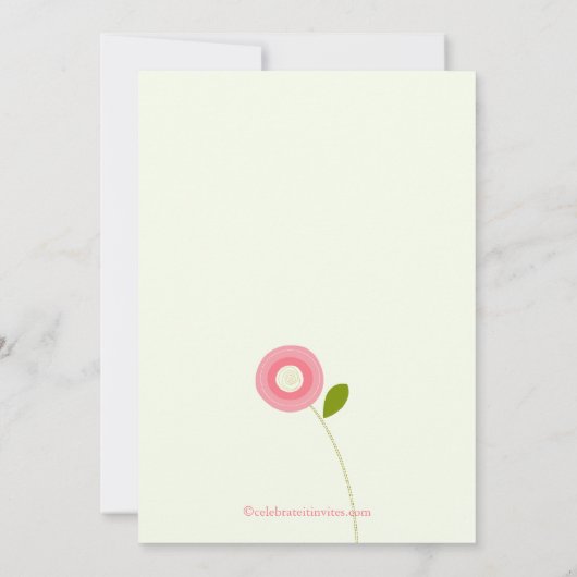 Moderne uitnodiging van het blote bloem Bridal (Achterkant)