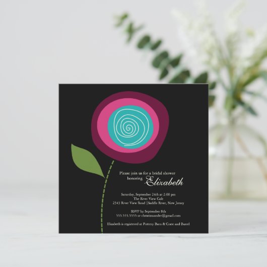 Moderne uitnodiging van het blote bloem Bridal (Staand voorkant)