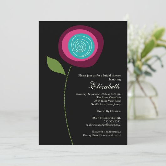 Moderne uitnodiging van het blote bloem Bridal (Staand voorkant)