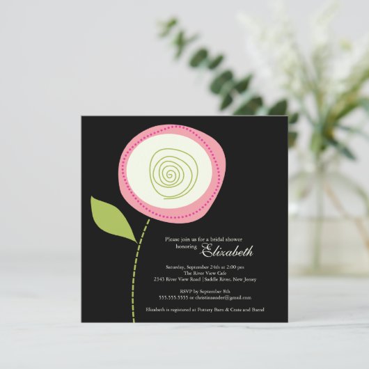 Moderne uitnodiging van het blote bloem Bridal (Staand voorkant)