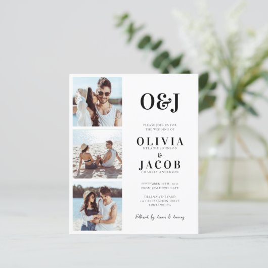 Moderne uitnodiging van het Monogram QR Code (Staand voorkant)