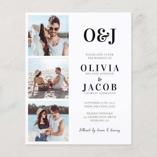 Moderne uitnodiging van het Monogram QR Code (Voorkant)