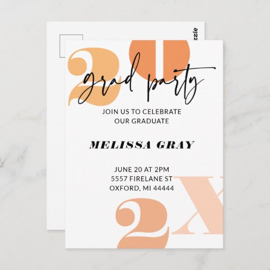 Moderne uitnodiging van Pastel Ombre Afstudeerder (Voorkant / Achterkant)