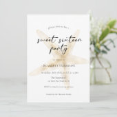 Moderne uitnodiging van roze beugel zweet zestien (Staand voorkant)