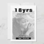 Moderne uitnodiging voor 18e verjaardag ZWART (Voorkant)