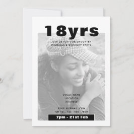 Moderne uitnodiging voor 18e verjaardag ZWART