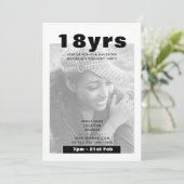 Moderne uitnodiging voor 18e verjaardag ZWART (Staand voorkant)