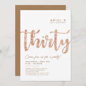 Moderne uitnodiging voor 30e verjaardag in wit en  (Voorkant / Achterkant)