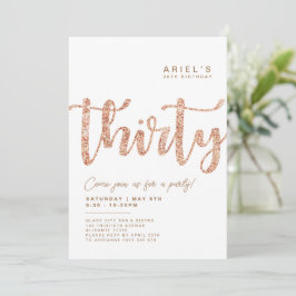 Moderne uitnodiging voor 30e verjaardag in wit en 