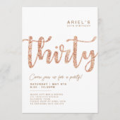 Moderne uitnodiging voor 30e verjaardag in wit en  (Voorkant)