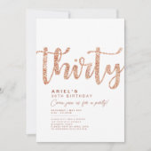 Moderne uitnodiging voor 30e verjaardag in wit en  (Voorkant)