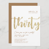 Moderne uitnodiging voor 30e verjaardag in wit en  (Voorkant / Achterkant)