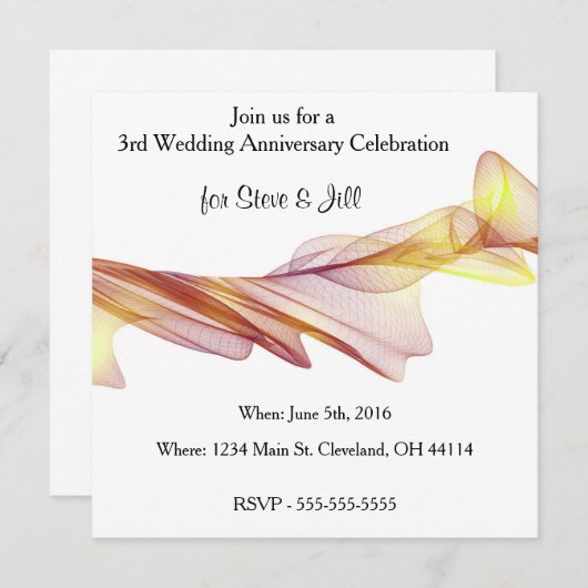 Moderne uitnodiging voor 3e trouwdag (Voorkant / Achterkant)