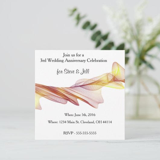 Moderne uitnodiging voor 3e trouwdag jubileum (Staand voorkant)