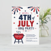 Moderne uitnodiging voor 4 juli BBQ-feest (Staand voorkant)