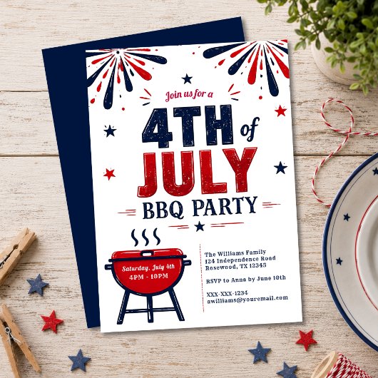 Moderne uitnodiging voor 4 juli BBQ-feest