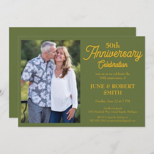 Moderne uitnodiging voor 50e huwelijksverjaardag (Voorkant / Achterkant)