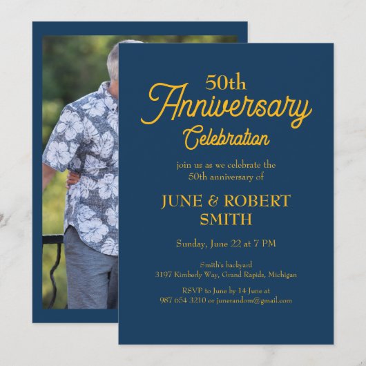 Moderne uitnodiging voor 50e huwelijksverjaardag (Voorkant / Achterkant)