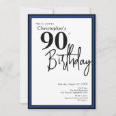 Moderne uitnodiging voor 90ste verjaardag Elegante (Voorkant)