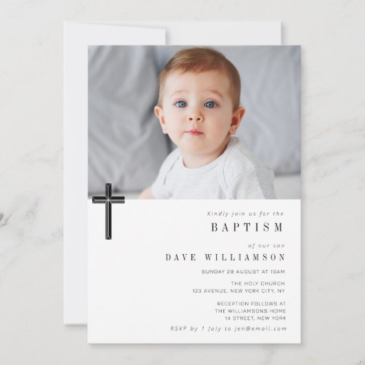Moderne uitnodiging voor aangepaste fotobaptisme (Voorkant)